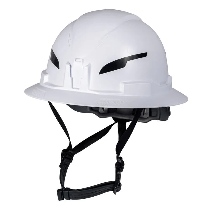 Klein Tools Class E Type-2 Hard Hat, Non-Vented Full Brim, Chin Strap, White, US ONLY