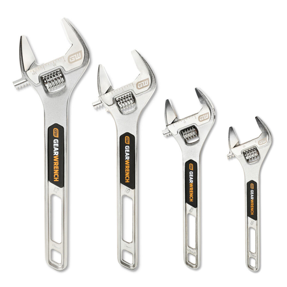 GEARWRENCH Chrome Adjustable Wrench Set 4 Pieces, large image number 1