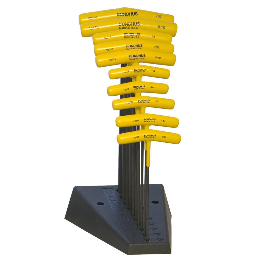 Bondhus 10p Balldrive T-Handle Hex Tool Set 3/32-3/8 – 13190