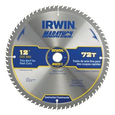 Irwin Marathon Carbide Table / Miter Circular Blade 12in 72T