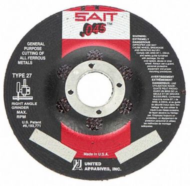 United Abrasives A60S 4 1/2in Cutting Wheel .045 x 7/8in