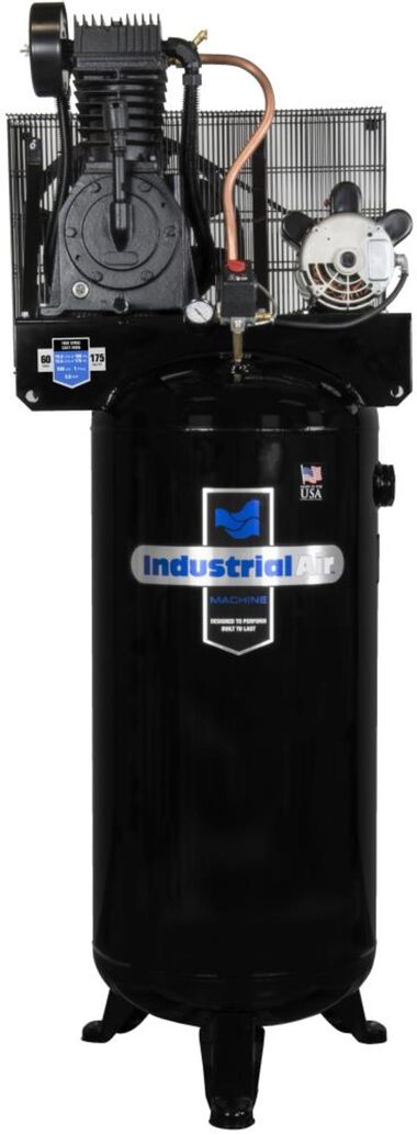 Industrial Air Compressor 5 HP Single Phase 230V 60 Gallon Two Stage
