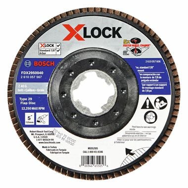 Bosch X LOCK Arbor Type 29 40 Grit Flap Disc 5in