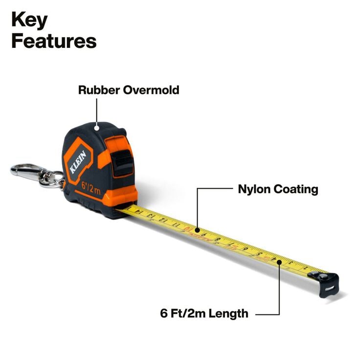 Klein Tools 6-Foot Keychain Tape Measure, large image number 1