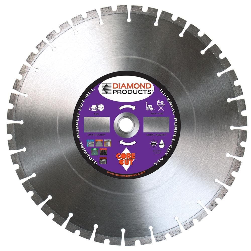 Diamond Products H8I Imperial Purple Cut-All 14 Inch Segmented Rim Diamond Blade for High Speed Cuts in Hard Material – 15373