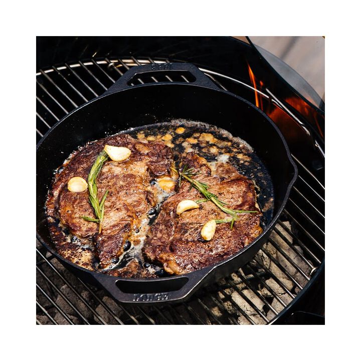 Lodge Cast Iron 12 Inch Black Round Seasoned Cast Iron Dual Handle Skillet Pan, large image number 3