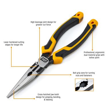 GEARWRENCH Pitbull Long Nose Pliers 6in Dual Material, large image number 2