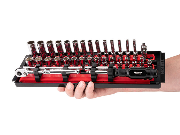 Tekton 1/4 Inch 12 Point Socket and Ratchet Set, 35 Pieces (4-15 mm), large image number 6