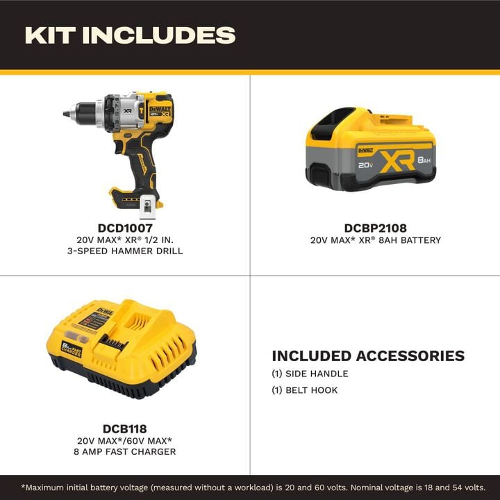 DEWALT 20V MAX XR Brushless Cordless 1/2 Inch Hammer Drill Kit, large image number 2
