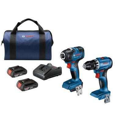 Bosch 18V 2 Tool Combo Kit with Impact Driver GDR18V-1800 Drill/Driver GSR18V-400 with 2 2Ah Batteries