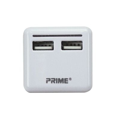 Prime 2 Port USB Travel Charger with Retractable Plug