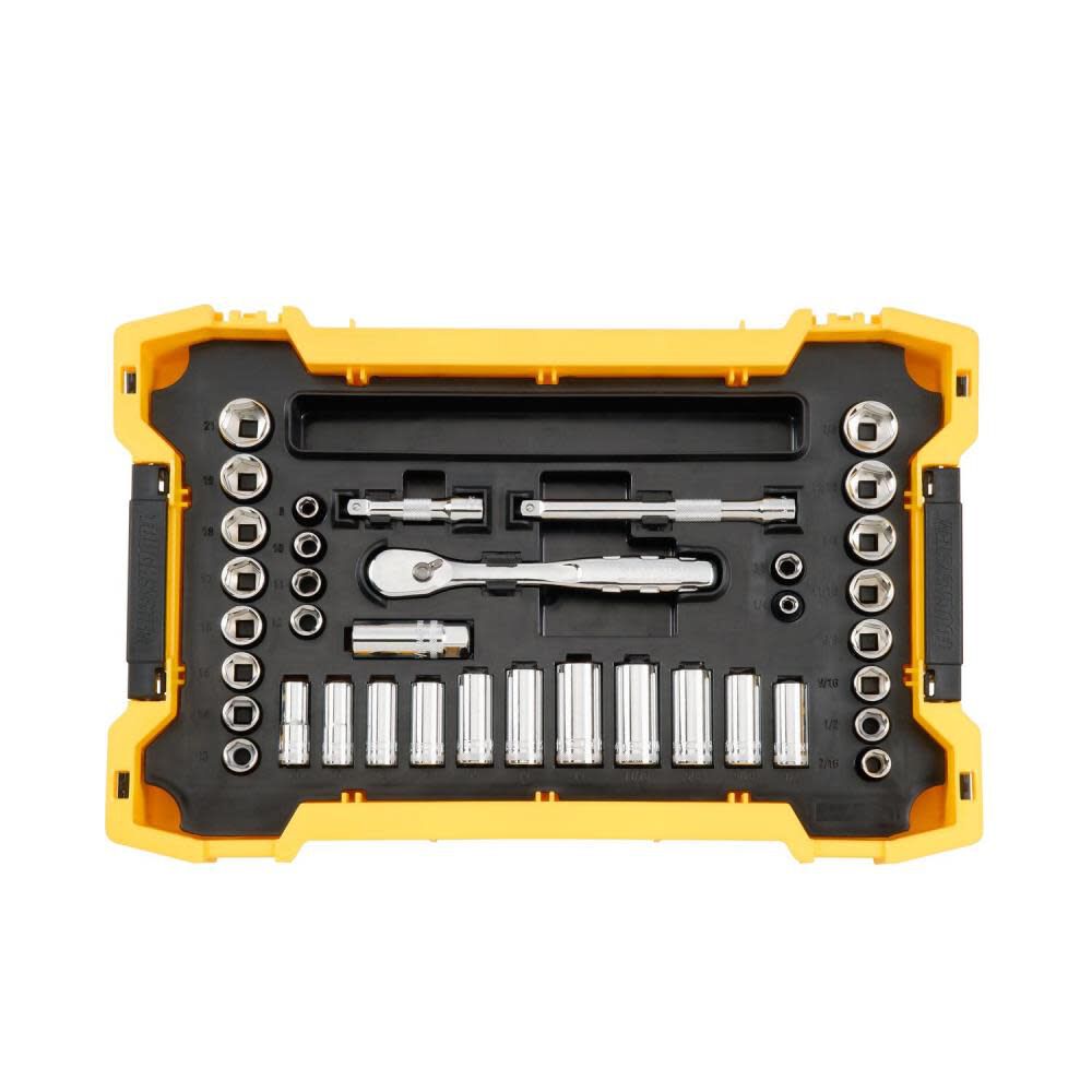 DEWALT Promotional Socket & Ratchet 37pc Set with TOUGHSYSTEM 2.0 Shallow Tool Tray, large image number 1