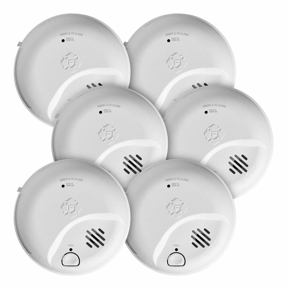 First Alert BRK SMICO100-AC 2-in-1 Smoke & CO Alarm with Battery Backup 6 Pack – 5050110