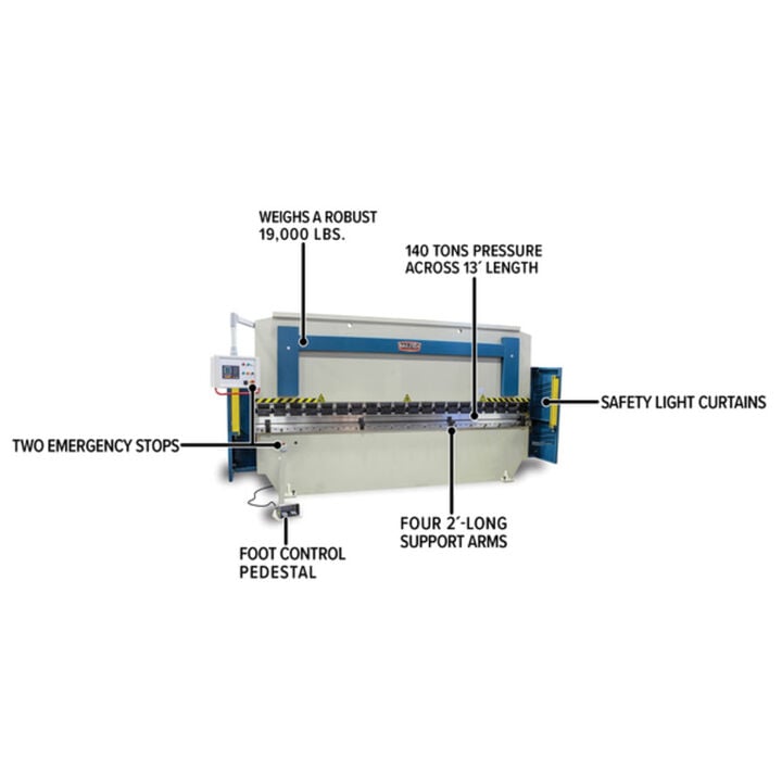 Baileigh BP-14013CNC 140-Ton Hydraulic Press Brake 13 Ft Bed Length, large image number 3