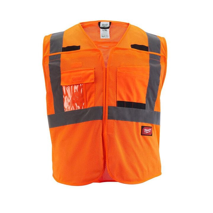 Milwaukee High Vis Safety Vest Class 2 Breakaway Mesh High Vis Orange