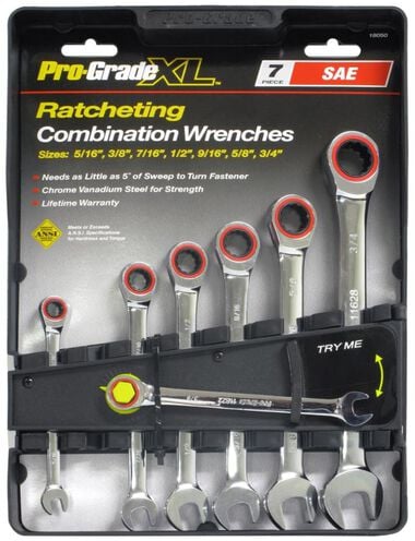 Allied International 7 pc. Ratcheting Combination Wrench Set - SAE