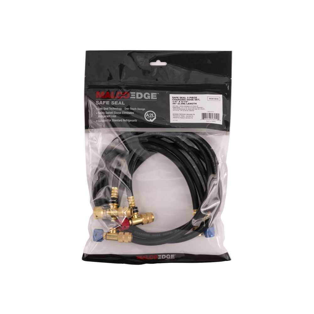 Malco Products 36 Inch 3 Piece Safe Seal HVAC Hose Set with 1/4 SAE x 5/16 SAE 3 Pieces, large image number 7