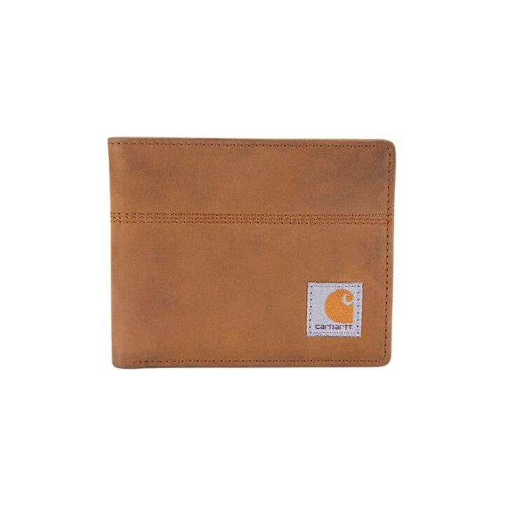 Carhartt Saddle Leather Bifold Wallet, One Size, Carhartt Brown