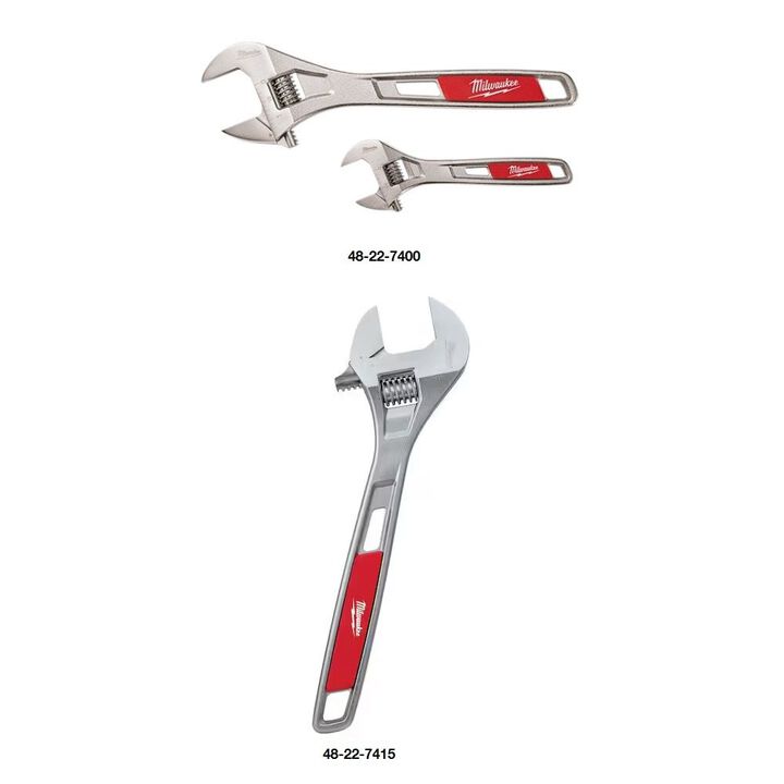 Milwaukee 2 Piece 6 and 10 Inch Wrench Set, 15 Inch Adjustable Wrench Bundle, large image number 1