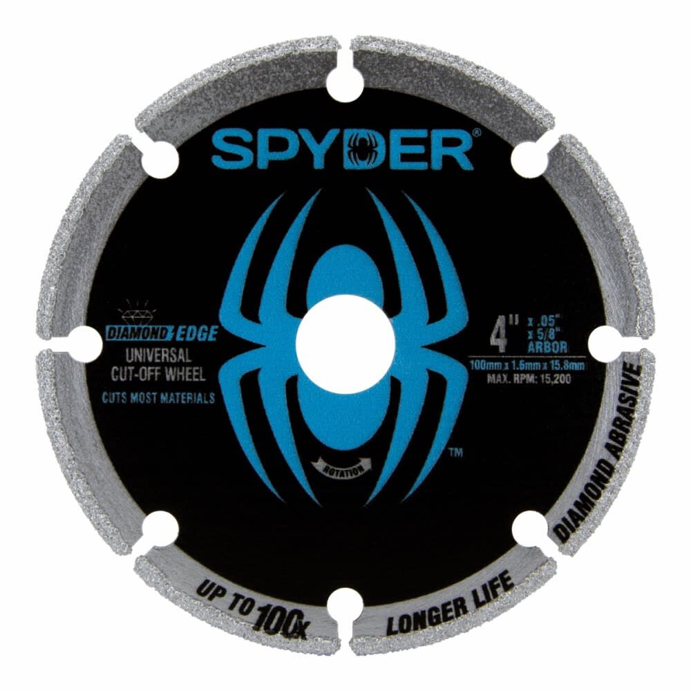 Spyder 4 Inch Diamond Bite Cut-Off Wheel for Steel, Cast Iron, Rebar, Stone, large image number 1