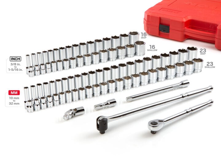 Tekton 1/2 Inch 6 Point Socket and Ratchet Set, 3/8 - 1-5/16 Inch, 10-32 mm, large image number 2
