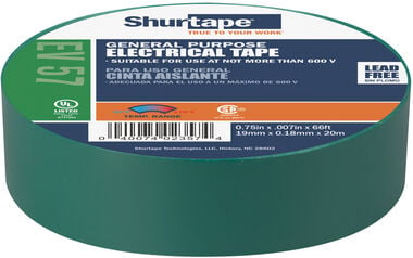 Shurtape EV 57 Electrical Tape Green 3/4in x 66', large image number 0