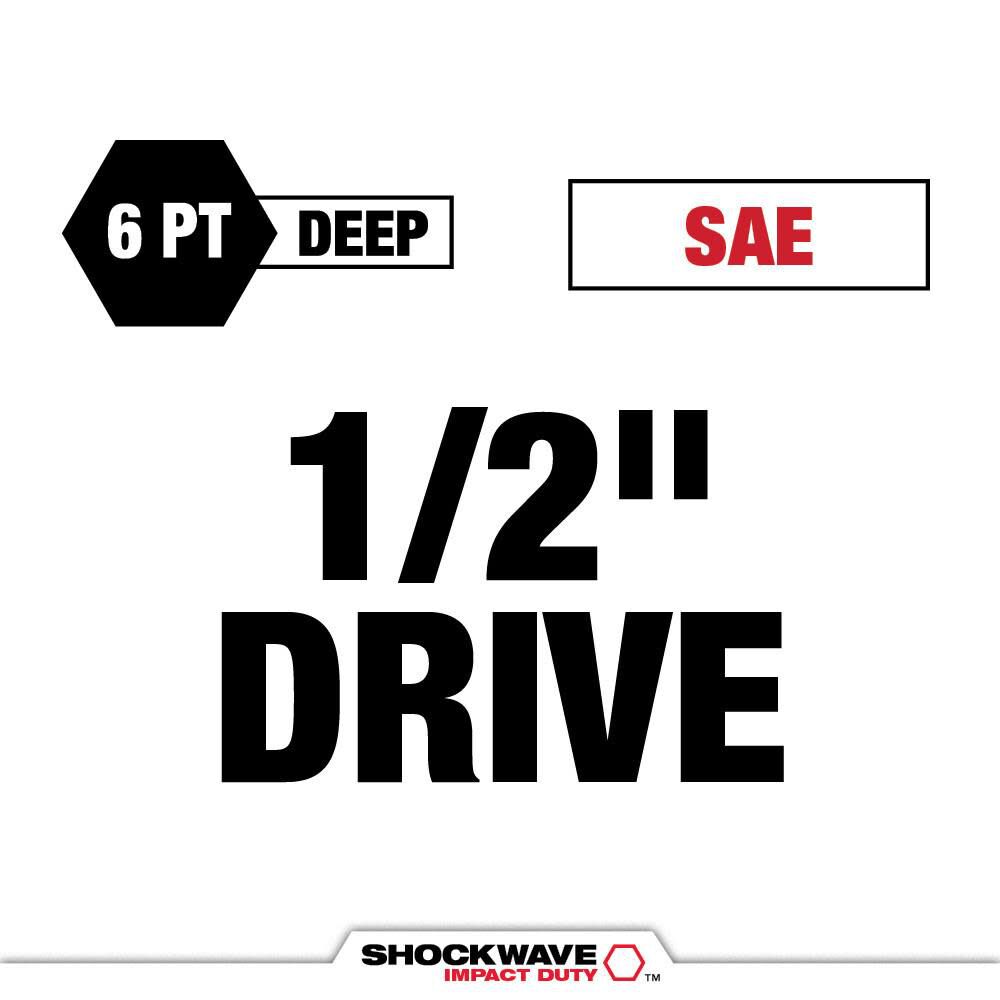 Milwaukee Shockwave Impact Duty Socket 1 2 Dr 15pc Sae Packout Set 49 66 6802 - Image 3