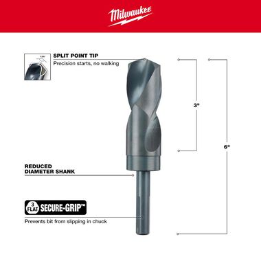 Milwaukee 1-1/4 in. S&D Black Oxide Drill Bit, large image number 2