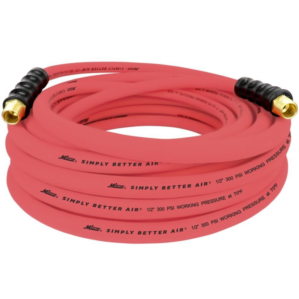 Milton ULR 1/2in ID x 50' (1/2in MNPT) Ultra Lightweight Rubber Air Hose for Extreme Environments, large image number 2