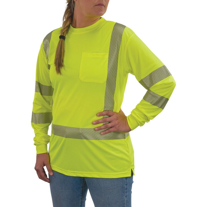 Ergodyne GloWear 8387 Womens Performance Class 3 Long Sleeve Shirt Hi-Vis Lime Large