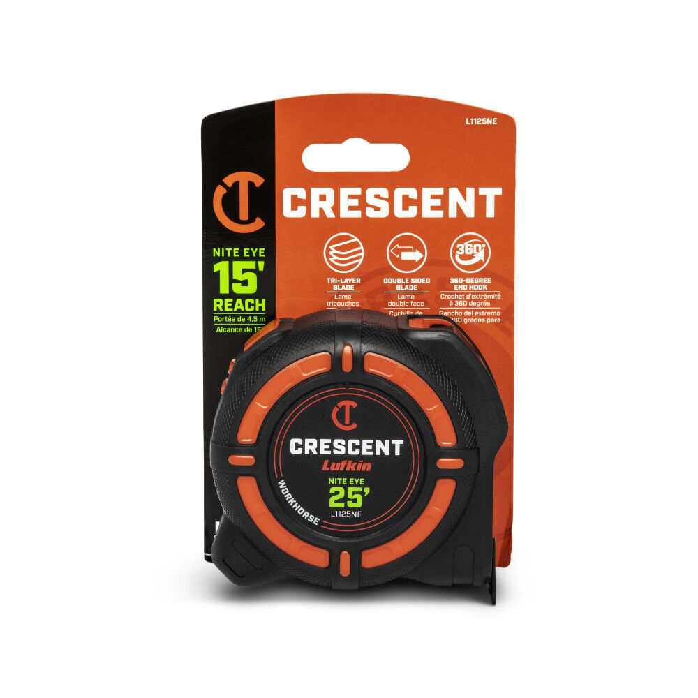 Crescent Lufkin Promotional 1-1/4 Inch x 25 Ft. WORKHORSE NITE EYE Tape Measure, large image number 5