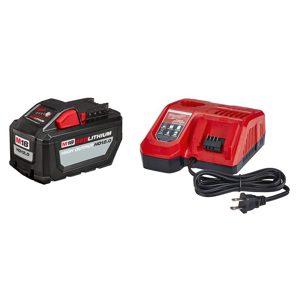 Milwaukee M18 REDLITHIUM HIGH OUTPUT HD 12.0Ah Battery and Charger Starter  Kit 48-59-1200 from Milwaukee Acme Tools