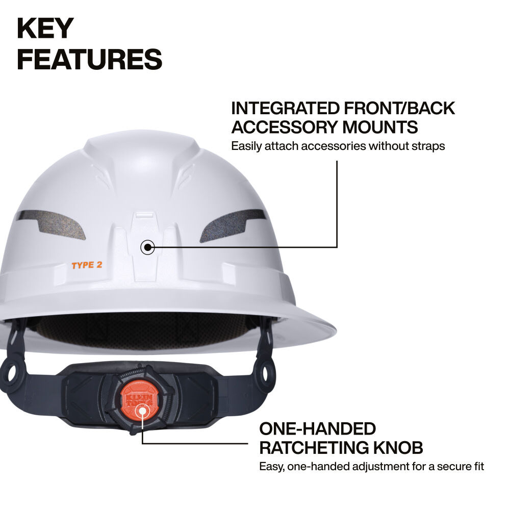 Klein Tools Class E Type-2 Hard Hat Non-Vented Full Brim with Strap, large image number 2