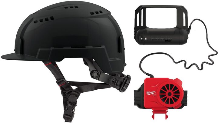 Milwaukee BOLT Black Front Brim Vented Helmet Class C & Cooling Fan Bundle, large image number 0