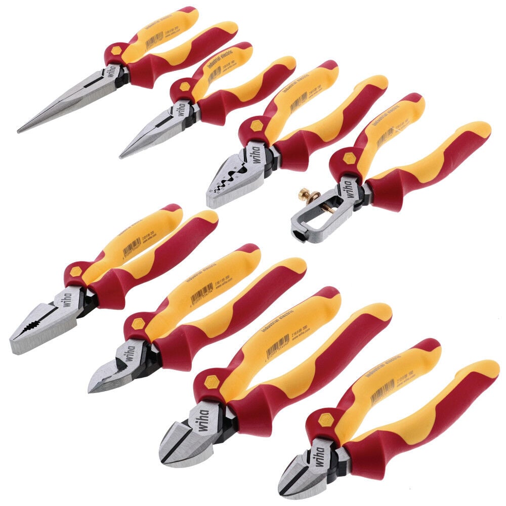 Wiha Insulated Industrial Pliers Cutters Set with Canvas Pouch 8pc, large image number 1