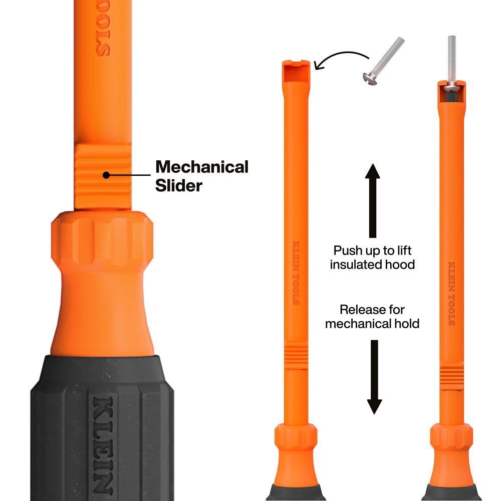 Klein Tools 1/4-Inch Slotted Insulated Hooded Screw Holding Screwdriver, large image number 3