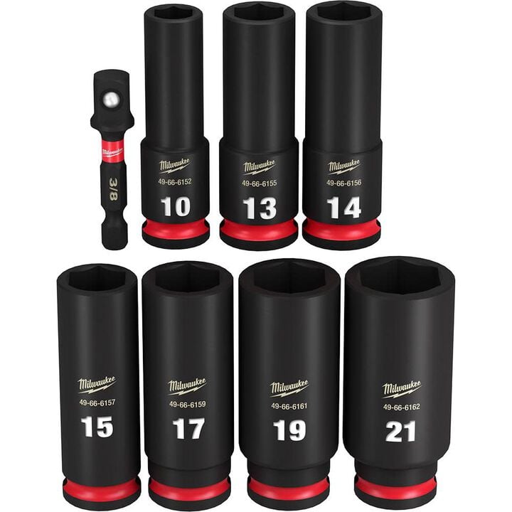 Milwaukee Impact Socket 3/8in Drive Metric Deep 6 Point 8pc, large image number 1