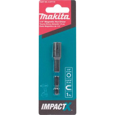 Makita Impact X 1/4 x 2-9/16 Magnetic Nut Driver, large image number 1