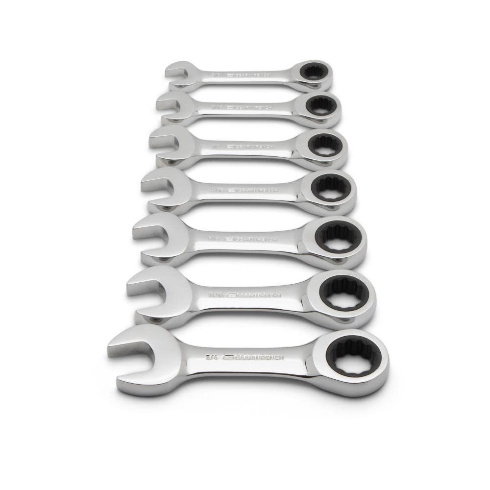 GEARWRENCH Ratcheting Wrench Set SAE Stubby Combination 7pc, large image number 4