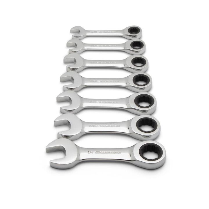GEARWRENCH Ratcheting Wrench Set SAE Stubby Combination 7pc, large image number 3