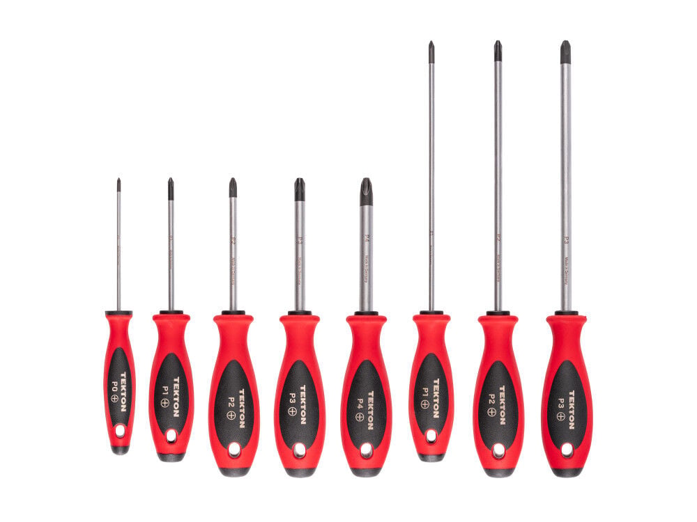 Tekton Phillips Screwdriver Set – 4 & 8 Inch Shanks 8 Piece #0 – #4 – DWP90000