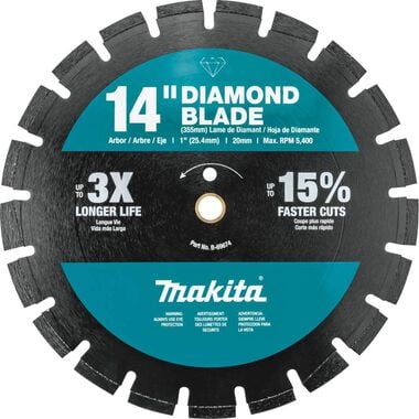 Makita 14 Inch Diamond Blade, Segmented, Dual Purpose