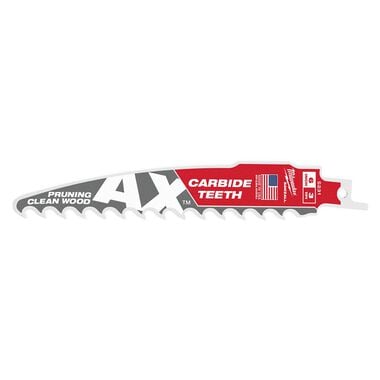Milwaukee 6inch 3 TPI The AX with Carbide Teeth for Pruning & Clean Wood SAWZALL Blade 1PK