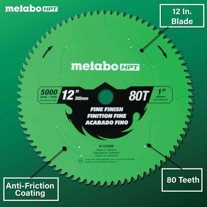 Metabo HPT Fine Finish 12 Inch 80-Tooth Saw Blade, large image number 3