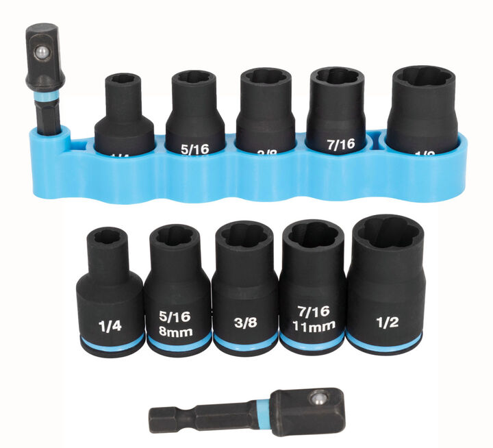 Spyder 3/8 Inch Drive SAE/Metric Extractor Impact Socket Set with Adapter, 6 Pieces, large image number 5
