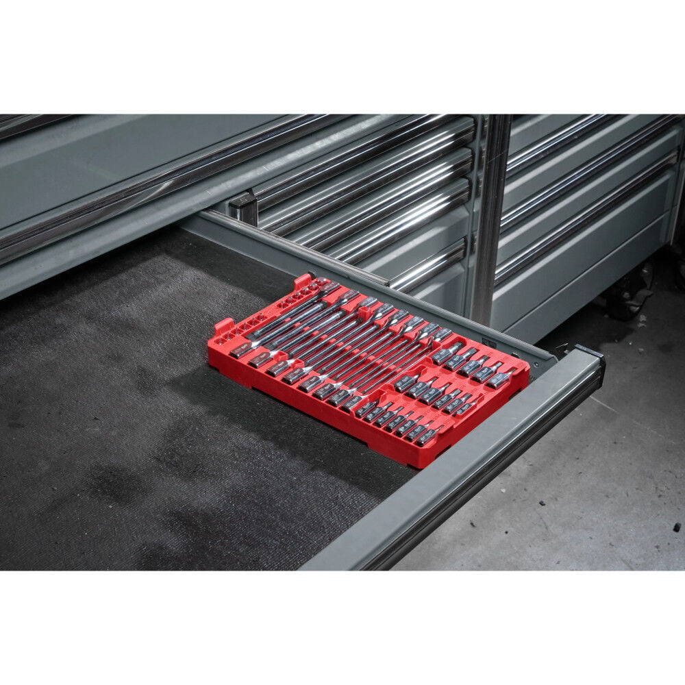 Milwaukee 1/4 Inch and 3/8 Inch Drive SAE Bit Socket Set with PACKOUT Compact Low-Profile Organizer, 46 Pieces, large image number 9