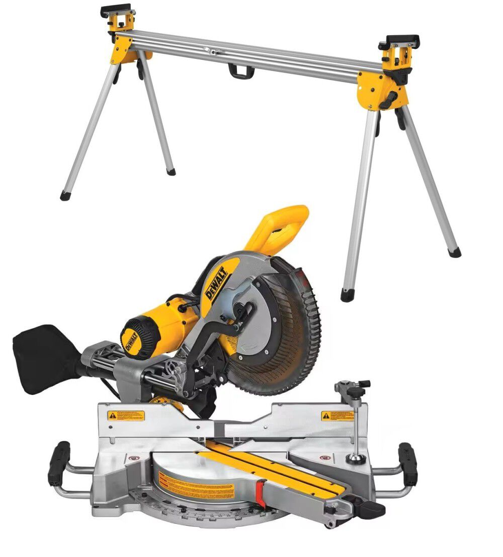 DEWALT Miter Saw Silver Stand & 12 Inch Double-Bevel Miter Saw Bundle - DEW000011373
