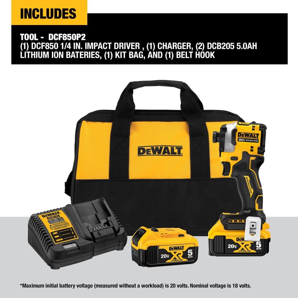 Dewalt Atomic 20v Max 1 4in Brushless Cordless 3 Speed Impact Driver Dcf850p2 Simolary simolary.com 7