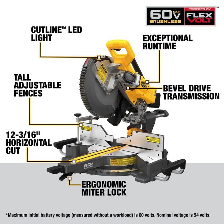 DEWALT 60V 12'' Sliding Miter Saw (Bare Tool), large image number 2