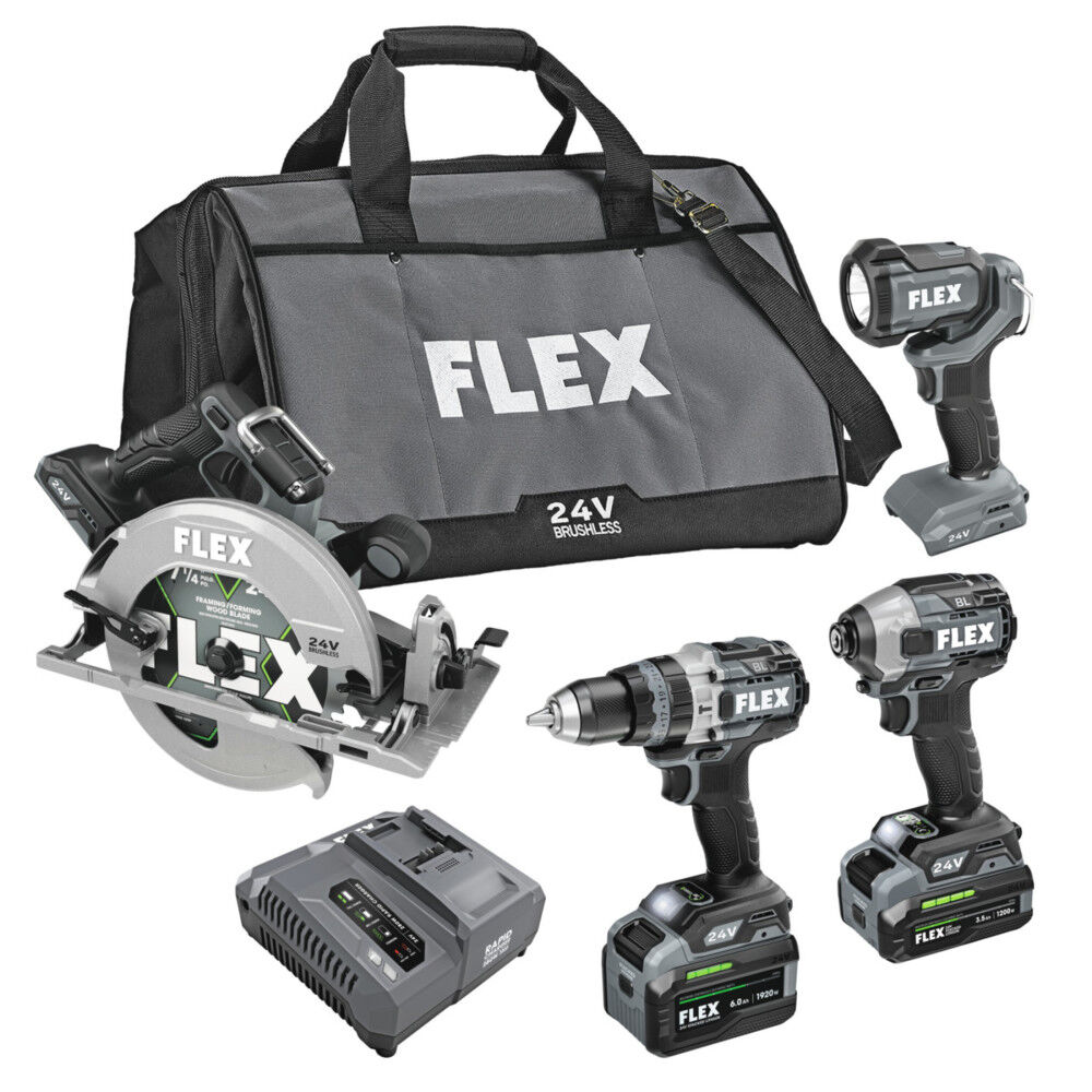 FLEX 24V Stacked Lithium Battery 4 Tool Combo Kit FXM403 2G Acme Tools